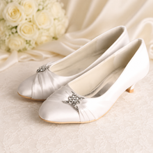 Load image into Gallery viewer, Kitten Heels - 4cm Heel Satin Bridal Shoes
