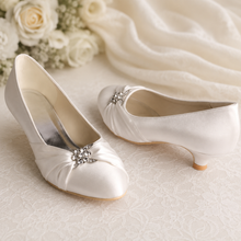 Load image into Gallery viewer, Kitten Heels - 4cm Heel Satin Bridal Shoes
