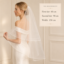 Load image into Gallery viewer, Horsehair wedding veil with comb, 2 Tier
