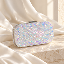 Load image into Gallery viewer, White AB Crystal Bridal Sandals and Matching Clutch Bag
