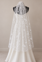 Load image into Gallery viewer, White Celestial Embroidered Wedding Veil | 130 cm
