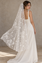 Load image into Gallery viewer, White Celestial Embroidered Wedding Veil | 130 cm
