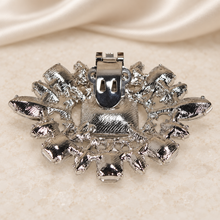 Load image into Gallery viewer, Matching Crystal Shoe Clips &amp; Satin Bridal Clutch Bag Set
