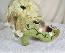 Load image into Gallery viewer, Princess Tiana Inspired Green Block Heel Shoes: Costume Shoe
