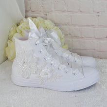 Load image into Gallery viewer, Embroidered Wedding Converse: High Top Bridal Shoes
