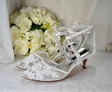 Load image into Gallery viewer, Bridal Embroidered Shoes - Floral Wedding Sandals With Low Heel Comfort  • UK6/US8.5
