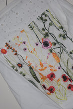 Load image into Gallery viewer, Custom Floral Bridal Jacket with Pearls, White Wedding Denim Jacket for Bride with Flower Embroidered Panel

