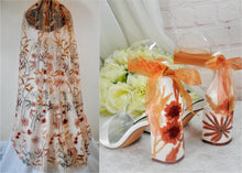 Load image into Gallery viewer, Embroidered Autumn flower Tie: Floral Necktie, Wedding Groom Groomsmen

