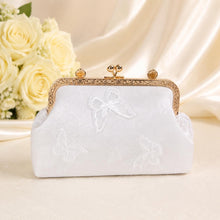 Load image into Gallery viewer, Luxury White Lace Embroidered Bag, 3D Butterfly Bridal Clutch with Detachable Chain
