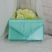 Load image into Gallery viewer, Mint Green Satin Clutch Bag and Fascinator Set
