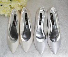 Load image into Gallery viewer, Black Satin Flat Shoes: Pointed Toe Ballet Flats
