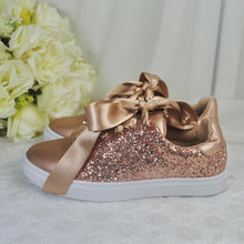 Load image into Gallery viewer, Rose Gold Glitter Bridal Trainers
