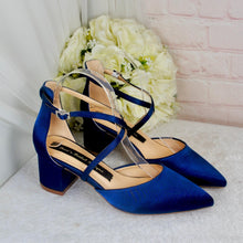 Load image into Gallery viewer, Low Heel Satin Block Heels - Mia Wedding Shoes
