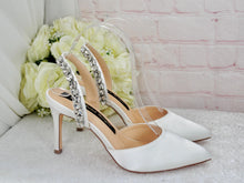 Load image into Gallery viewer, Satin Slingback Sandals: Crystal Bridal Shoes UK4 / US6.5
