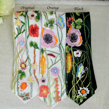 Load image into Gallery viewer, Personalised Embroidered Wildflower Satin Tie: Secret Garden Wedding Necktie
