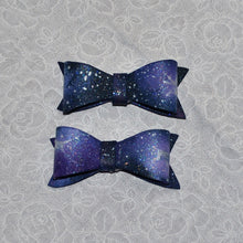 Load image into Gallery viewer, Galaxy Shoe Clips: Hand Painted Bows, Celestial Bridal Accessories
