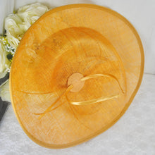 Load image into Gallery viewer, Mustard Yellow Large Fascinator Hat &amp; Vegan Suede Clutch Bag Set
