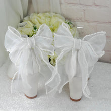 Load image into Gallery viewer, Pearl-Edged Organza Bridal Shoe Bow Clips – 4 Styles &amp; 13 Colours
