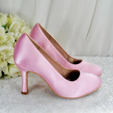 Load image into Gallery viewer, Pink Satin Bridal Shoes: 3" Heel Wedding Coloured Court Shoe
