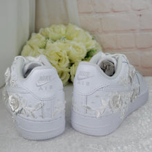 Load image into Gallery viewer, Personalised Nike Air Force 1 Trainers for Bride or Groom, Customised Bridal Sneakers, Alternative Wedding Shoes
