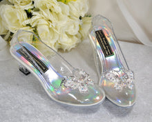 Load image into Gallery viewer, Cinderella Wedding Shoes: Crystal Glass Slippers, Transparent Block Heels
