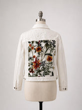 Load image into Gallery viewer, Custom Autumn Flower Embroidered Bridal Denim Jacket with Pearls
