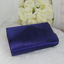Load image into Gallery viewer, Purple Satin Clutch Bag and Fascinator Set: Wedding Guest Hatinator
