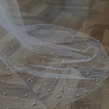 Load image into Gallery viewer, Ivory Glitter Sparkle Pearl Bridal Veil, 200cm Chapel Length
