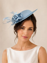 Load image into Gallery viewer, Handmade Satin Hatinator with Rose Flowers &amp; Feathers | Matching Clutch Bag
