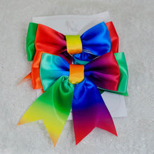 Load image into Gallery viewer, Rainbow Satin Bow Shoe Clips: Custom Bridal Wedding Accessory
