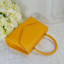 Load image into Gallery viewer, Mustard Yellow Fascinator Hat &amp; Textured Bag Set
