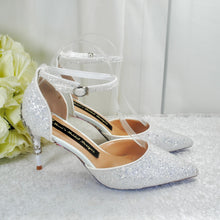 Load image into Gallery viewer, White Glitter Fairytale Bridal Shoes - UK4 - Ready to Dispatch
