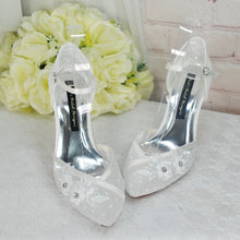 Load image into Gallery viewer, Ivory Satin Bridal Sandals – Handmade Custom Bridal Shoes With Ankle Strap UK5/US7.5
