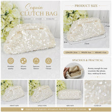 Load image into Gallery viewer, Sparkling Sequin Clutch Bag | Ivory Cream Bridal Handbag
