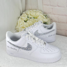 Load image into Gallery viewer, Personalised Genuine Nike AF1 Air Force 1 Trainers for Bride or Groom, Customised Bridal Sneakers, Alternative Wedding Shoes
