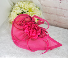 Load image into Gallery viewer, Hot Pink Fascinator Hat, Clutch &amp; Heels Set: Handmade Wedding Guest Outfit
