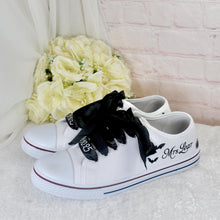 Load image into Gallery viewer, Personalised Halloween Wedding Sneakers: Themed Bridal Canvas Trainers
