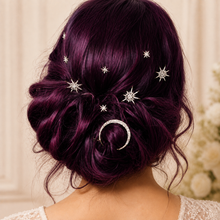 Load image into Gallery viewer, Celestial Moon and Stars Tiara and Hair Clips
