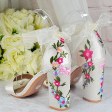 Load image into Gallery viewer, Floral Embroidered Bridal Clutch Bag: Handmade Satin Wedding Purse
