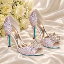 Load image into Gallery viewer, Cinderella Crystal Wedding Shoes | Peep Toe Bridal Heels
