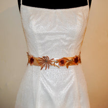 Load image into Gallery viewer, Floral Appliqué Bridal Belt: Embroidered Autumn Wedding Sash
