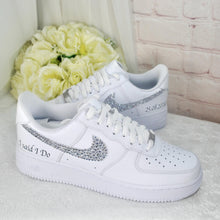Load image into Gallery viewer, Personalised Genuine Nike AF1 Air Force 1 Trainers for Bride or Groom, Customised Bridal Sneakers, Alternative Wedding Shoes
