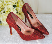 Load image into Gallery viewer, Sparkling Glitter Bridal Shoes - Handmade Wedding Stiletto Heels UK5/US7.5
