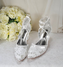Load image into Gallery viewer, Bridal Embroidered Shoes - Floral Wedding Sandals With Low Heel Comfort  • UK6/US8.5
