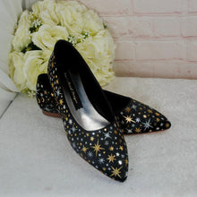 Load image into Gallery viewer, Celestial Flat Bridal Shoes: Handmade Satin Ballet Flats
