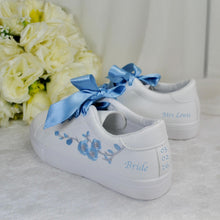 Load image into Gallery viewer, Something Blue Embroidered Floral Bridal Trainers
