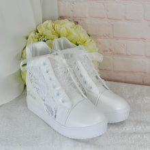 Load image into Gallery viewer, Personalised Wedge Heel Wedding Trainers
