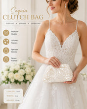Load image into Gallery viewer, Sparkling Sequin Clutch Bag | Ivory Cream Bridal Handbag
