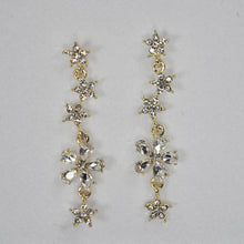 Load image into Gallery viewer, Cubic Zirconia Flower Drop Earrings , Diamond Earrings, Long Bridal Jewelry, Bridal Earrings, Crystal Bridal Earrings, Statement Earrings Cz
