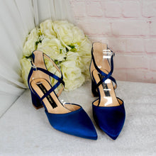 Load image into Gallery viewer, Low Heel Satin Block Heels - Mia Wedding Shoes
